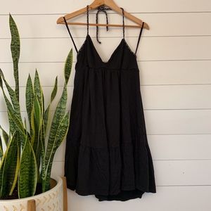 Hurley Black Rope Trim Halter Beach Cover-Up